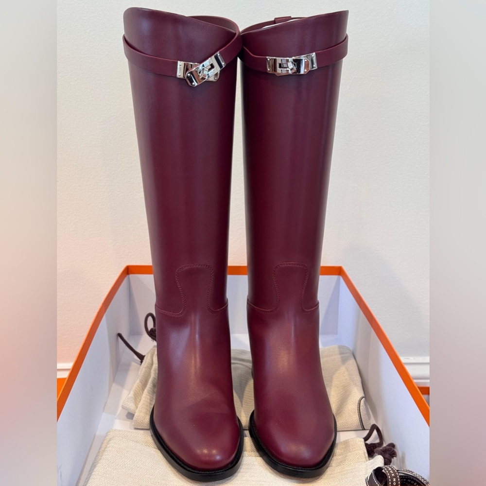 Hermes Deep Red Knee-High Boots